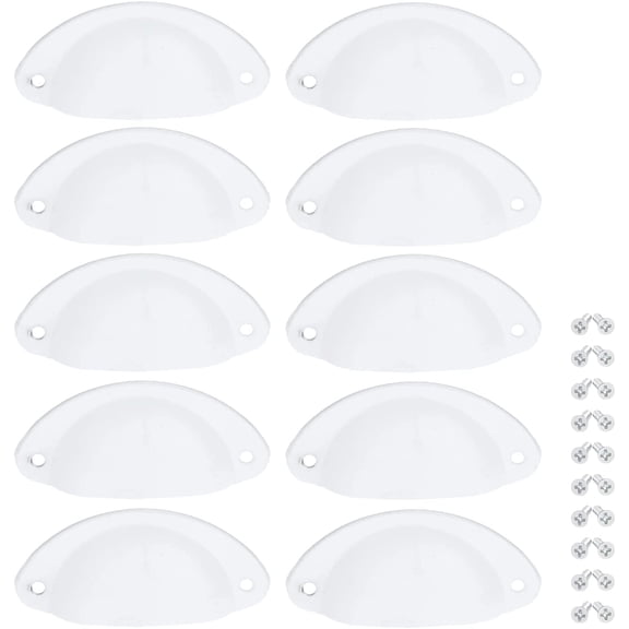 Brass Cup Pulls, 10PCS Copper Cabinet Handles Vintage Farmhouse Style Knobs for Dresser Cupboard with Screws