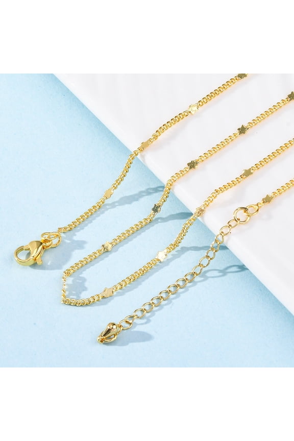 Brass Curb Chains Necklaces for Women With 304 Stainless Steel Lobster Clasp Rack Plating Lead Free Cadmium Free Long-Lasting Plated