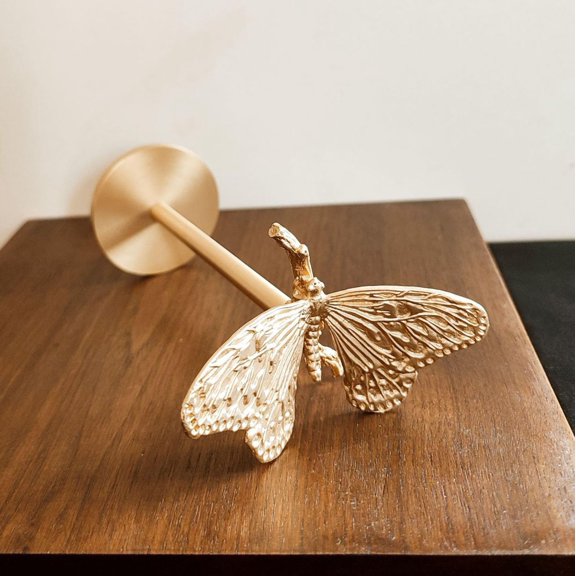 Brass Curtain Holdbacks (2 Pack) Gold Curtain Tieback Curtain Holders Backs Wall Hooks Pull Backs for Wall Mounted Home Decoration (Butterfly)