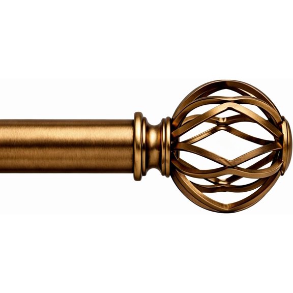 Brass Curtain Rods for Windows 18 to 86 inch, 1 Inch Adjustable Curtain Rod, Heavy Duty Window Curtains Rod for Bedroom Living Room, rn Decorative Drapery Rods Birdcage Finials