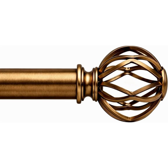 Brass Curtain Rods for Windows 18 to 86 inch, 1 Inch Adjustable Curtain Rod, Heavy Duty Window Curtains Rod for Bedroom Living Room, rn Decorative Drapery Rods Birdcage Finials