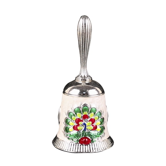 Brass Decorative Bell with Colorful Peacock Design, Vintage Table Bell for Home Decor, Meditation, and Gifts