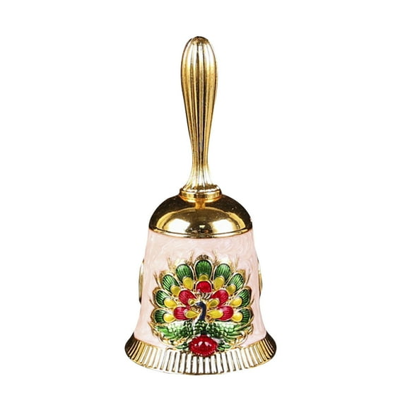 Brass Decorative Bell with Colorful Peacock Design, Vintage Table Bell for Home Decor, Meditation, and Gifts