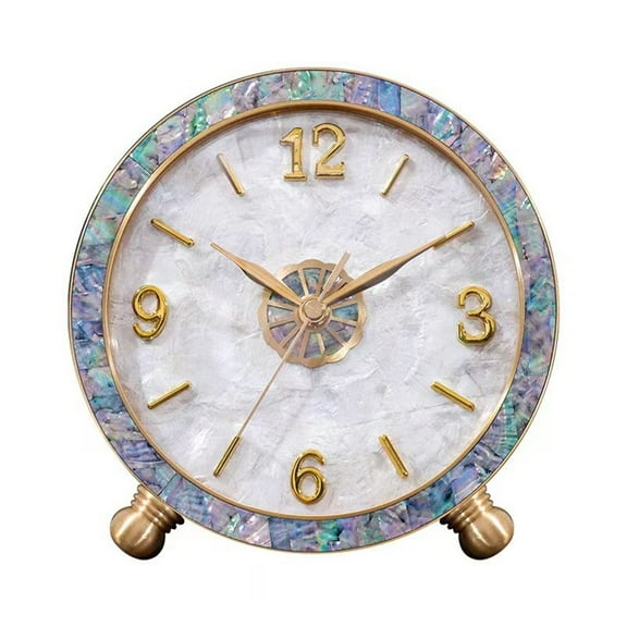 Brass Desktop Clock Home Living Room Light Luxury Placed Ornaments Mute Fashion Desk Clock