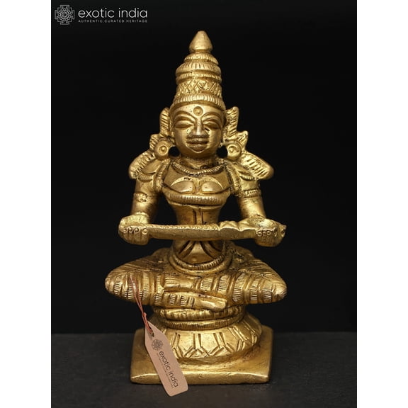 Devi Annapurna Small Brass Statue - Kitchen Goddess