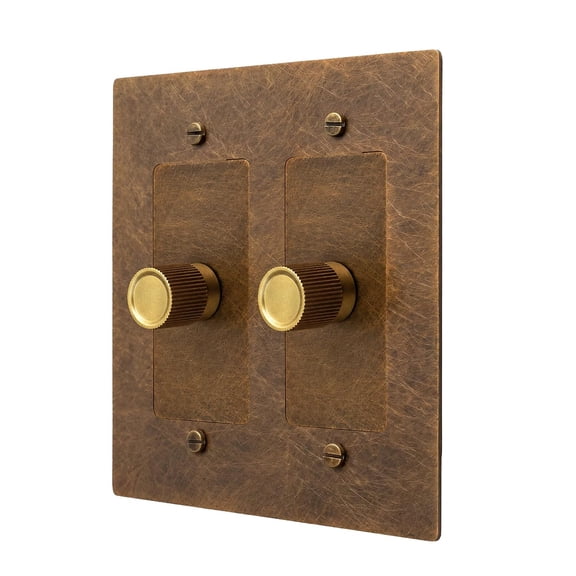 Brass Dimmer Light Switch - 120V AC - Solid Brass Wall Plate for LED Bulbs - Handcrafted Rotary Dimmer with Knurled Knob - UL Listed Flicker-Free Dimming - Vintage Style Light Control for Home Decor