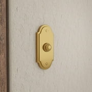 Brass Door Bell Push Button Chime Traditional Colonial L Lasting Polished Design 4" Colonial Brass Doorbell Old Fashioned Door Bell Renovators Supply