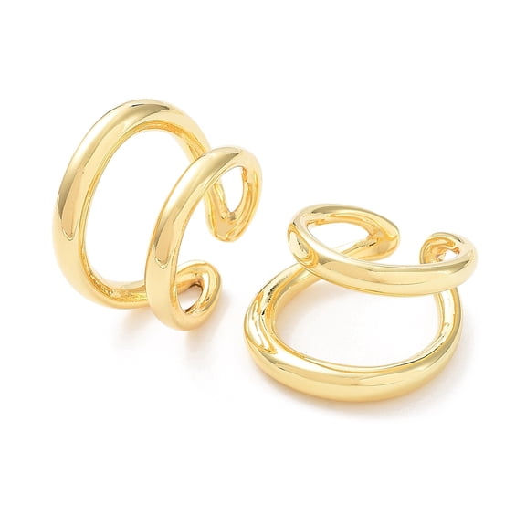 Brass Double Line Open Cuff Rings for Women Cadmium Free & Lead Free Real 18K golden Plated Inner Diameter: 17mm