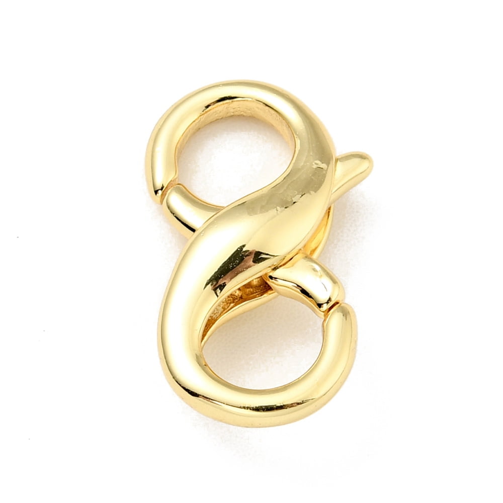 Brass Double Opening Lobster Claw Clasps for Jewelry Making Findings Cadmium Free & Lead Free Long-Lasting Plated Real 18K Gold Plated 18x10x5mm Hole: 5mm and 5.5mm