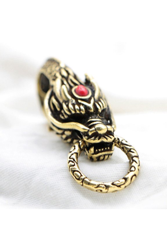 Brass Dragon Solid Head Keychain Zodiac Dragon Keyring Key Pendant Personalised'