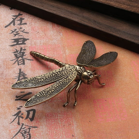 Brass Dragonfly Figurines Toy Removable Wings Office Desk Small Ornament