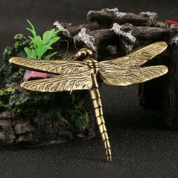 Brass Dragonfly Statue Animal Ornament Toy House Tabletop Decoration Gift 1 Pcs*