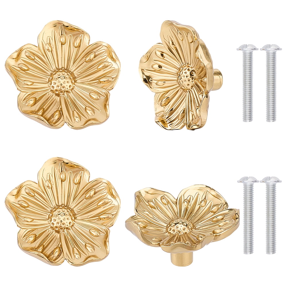 Brass Drawer Cabinet Drop Pull Handles with Iron Screw Doorknob Accessories Raw(Unplated) 39.7x39.5x20mm