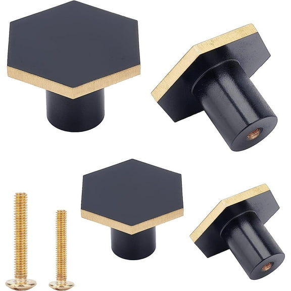 Brass Drawer Knobs with Iron Screw for Home Cabinet Cupboard and Dresser Electrophoresis Black 2sets/bag
