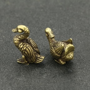 Brass Duck Figurine Small Statue Animal Figurines Toys Table Decoration 2pcs