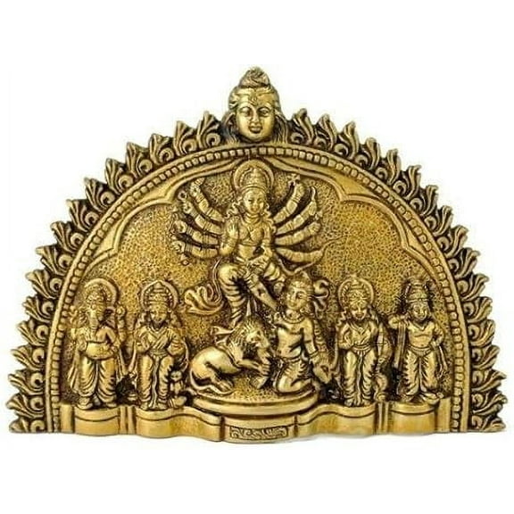 Brass Durga Family Wall Sculpture Wall Hanging - Wall Decor Gift