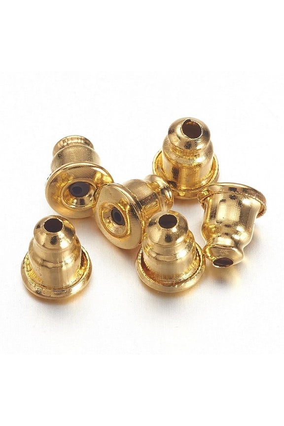 Brass Ear Nuts Bullet Earring Backs Golden Color about 5mm long 5mm wide hole: 1mm