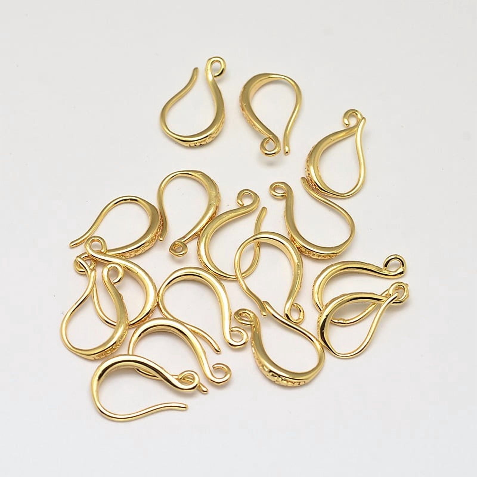 Brass Earring Hooks Ear Wire with Horizontal Loop Cadmium Free Nickel Free Lead Free Real 18K Gold Plated 15x9x2mm Hole: 1mm 18 Gauge