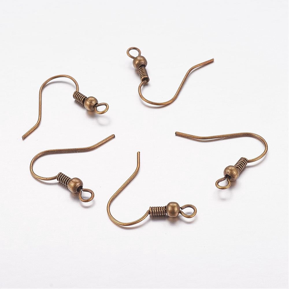 Brass Earring Hooks Ear Wire with Horizontal Loop Nickel Free Bronze 17~19x16~18x0.6~0.7mm 21~22 Gauge Hole: 2mm