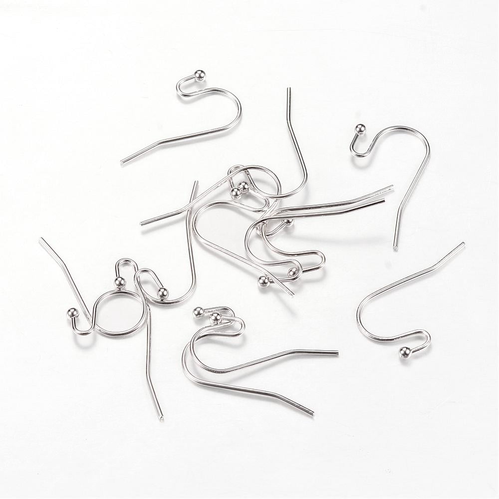 Brass Earring Hooks Nickel Free Real Platinum Plated 21x0.6mm 22 Gauge Ball: 1.8mm