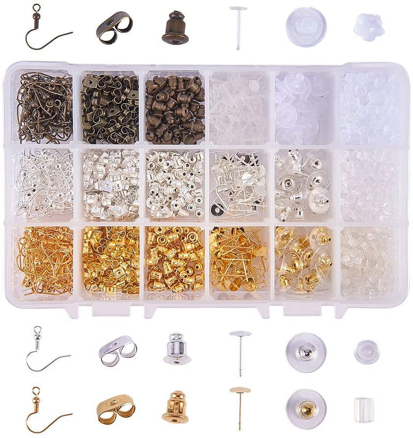 Brass Earring Hooks and Plastic Ear Nuts Earring Backs Mixed Color 19mm Hole:1.5mm Pin:0.7mm 12mm Tray:5mm Pin:1mm Tray:6mm Pin:10mm Tray:6mm