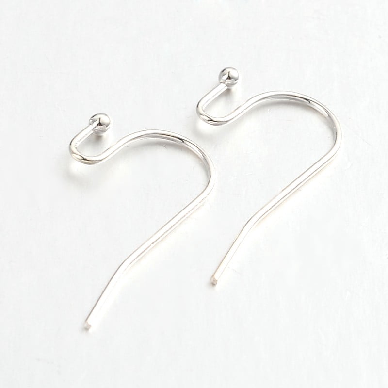 Brass Earring Hooks for Earring Designs Ear Wire Lead Free & Cadmium Free Silver Color Plated 21x12mm 21 Gauge Pin: 0.7mm DIY