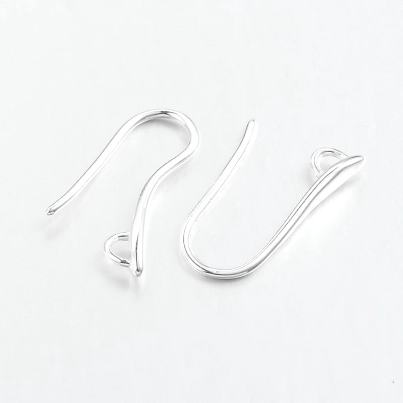 Brass Earring Hooks for Earring Designs Ear Wire with Horizontal Loop Lead Free Cadmium Free Silver Color Plated 20.5x8.5x2.5mm Hole: 2mm