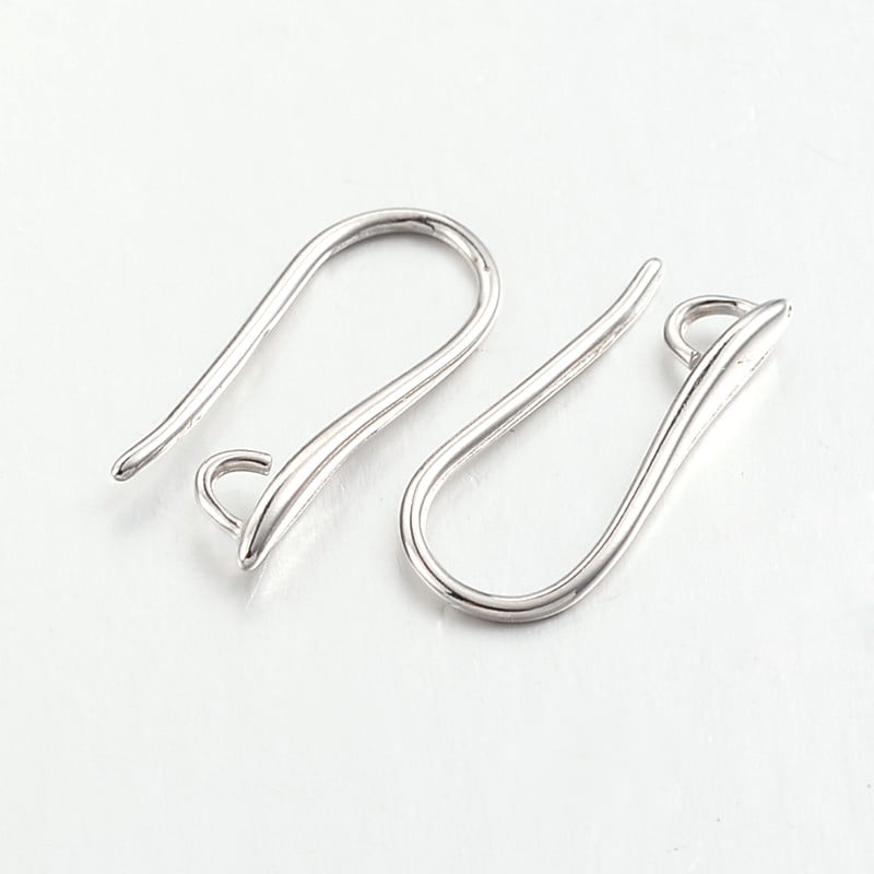Brass Earring Hooks for Earring Designs with Horizontal Loop Lead Free & Cadmium Free Platinum 20.5x8.5x2.5mm Hole: 2mm 18 Gauge Pin: 1mm