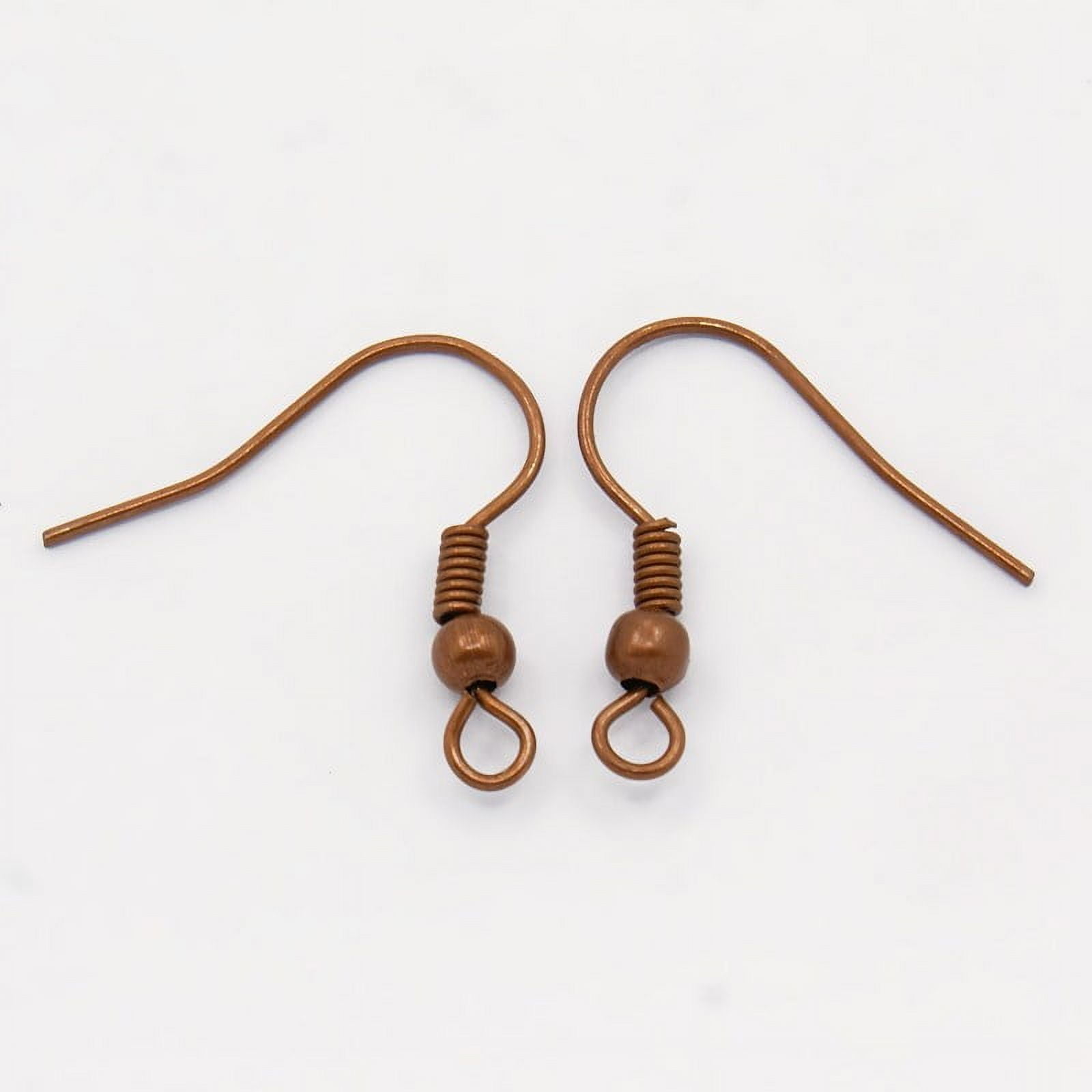 Brass Earring Hooks with Beads and Horizontal Loop Nickel Free Red Copper 19mm Hole: 1.5mm 21 Gauge Pin: 0.7mm