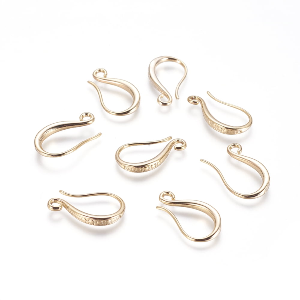 Brass Earring Hooks with Horizontal Loop Long-Lasting Plated Golden 19.5x11x2.5mm Hole: 2mm 18 Gauge Pin: 1mm diy