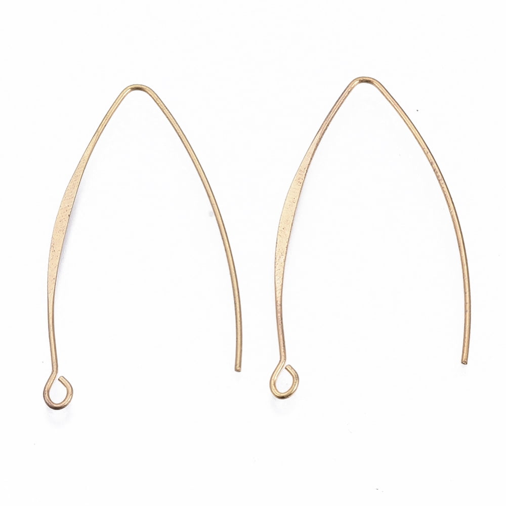 Brass Earring Hooks with Horizontal Loop Nickel Free Real 18K golden Plated 43mm Hole: 1.8mm 18 Gauge Pin: 1mm
