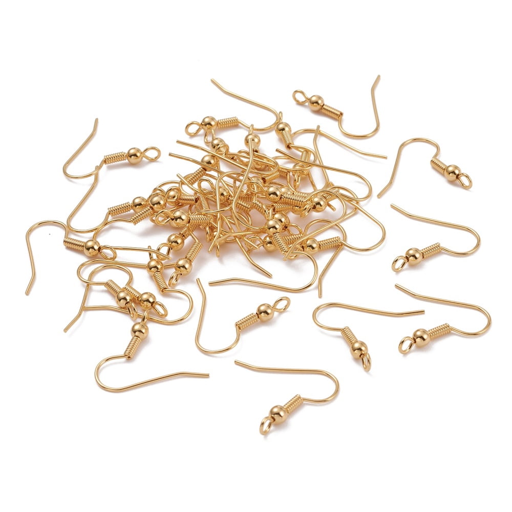 Brass Earring Hooks with Vertical Loop Long-Lasting Plated Real 18K golden Plated 19x20x3mm Hole: 3mm 24 Gauge Pin: 0.5mm