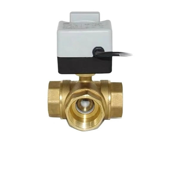 Brass Electric Valve DN15 DN20 DN25 Brass Valve2-way,3-way Motorized Ball Valve Three Wires Electric Actuato With Manual Switch ,Easy to Operate