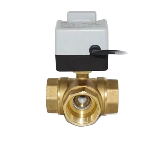 Brass Electric Valve DN15 DN20 DN25 Brass Valve2-way,3-way Motorized Ball Valve Three Wires Electric Actuato With Manual Switch ,Easy to Operate
