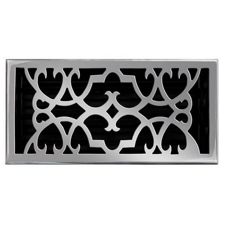 Brass Elegans Victorian 6" x 10" Pewter-Finish Brass Floor Register