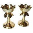 thumbnail image 1 of Brass Elegent Lotus Design Oil Lamp/Diya/Deep/Deepak With Stand (Approx. 12 cm Tall, Set of 2) Akhand Diya, 1 of 4