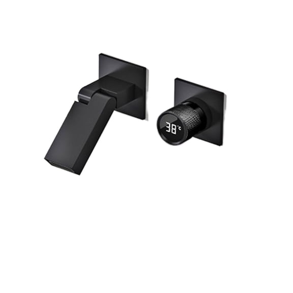 Brass Embedded Bathroom Tap System Wall-Mounted Design LED Digital Display Hot/Cold Water Basin Faucet -Modern Design