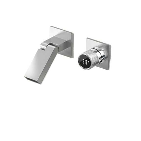 Brass Embedded Bathroom Tap System Wall-Mounted Design LED Digital Display Hot/Cold Water Basin Faucet -Modern  Design