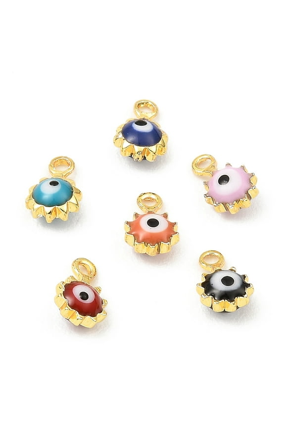 Brass Enamel Charms Real 18K golden Plated Long-Lasting Plated Lead Free Cadmium Free Sun with Charm Mixed color 7x4x2.5mm Hole: 1mm