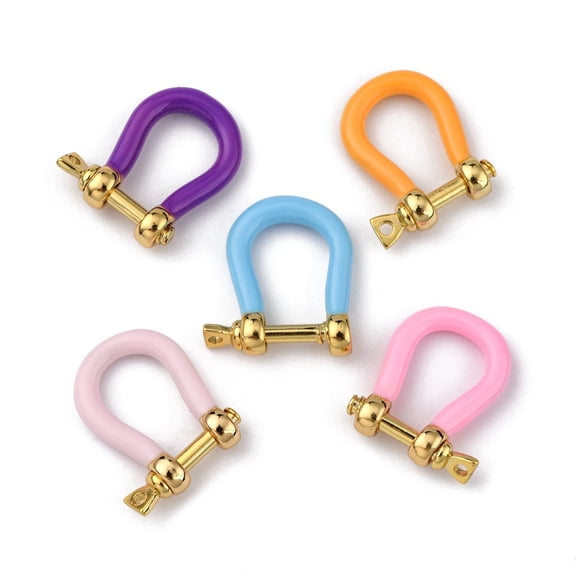 Brass Enamel D-Ring Anchor Shackle Clasps for Bracelets Making Mixed Color