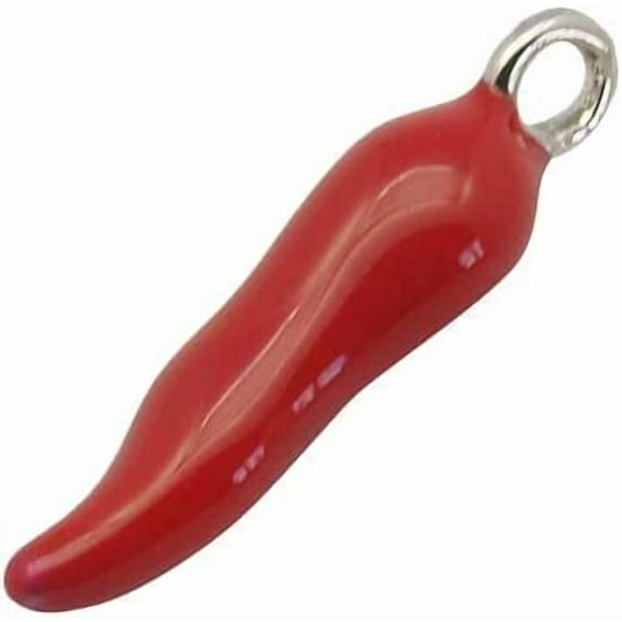 Brass Enamel Pendants Horn of Plenty Italian Horn Cornicello Platinum Red 20x5mm