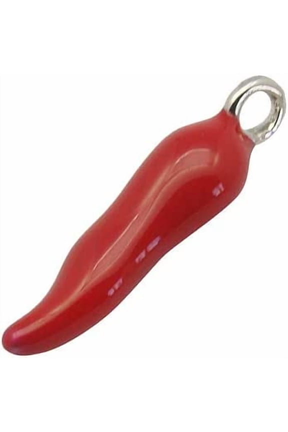 Brass Enamel Pendants Horn of Plenty Italian Horn Cornicello Platinum Red 20x5mm