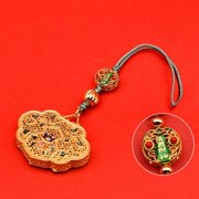 Brass Enamel Wishful Lock Keychain Retro Style Safe Lock Pendant Car Hanging Ornament Chinese Antique Design Lucky Charm