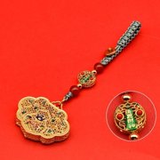 Brass Enamel Wishful Lock Keychain Retro Style Safe Lock Pendant Car Hanging Ornament Chinese Antique Design Lucky Charm
