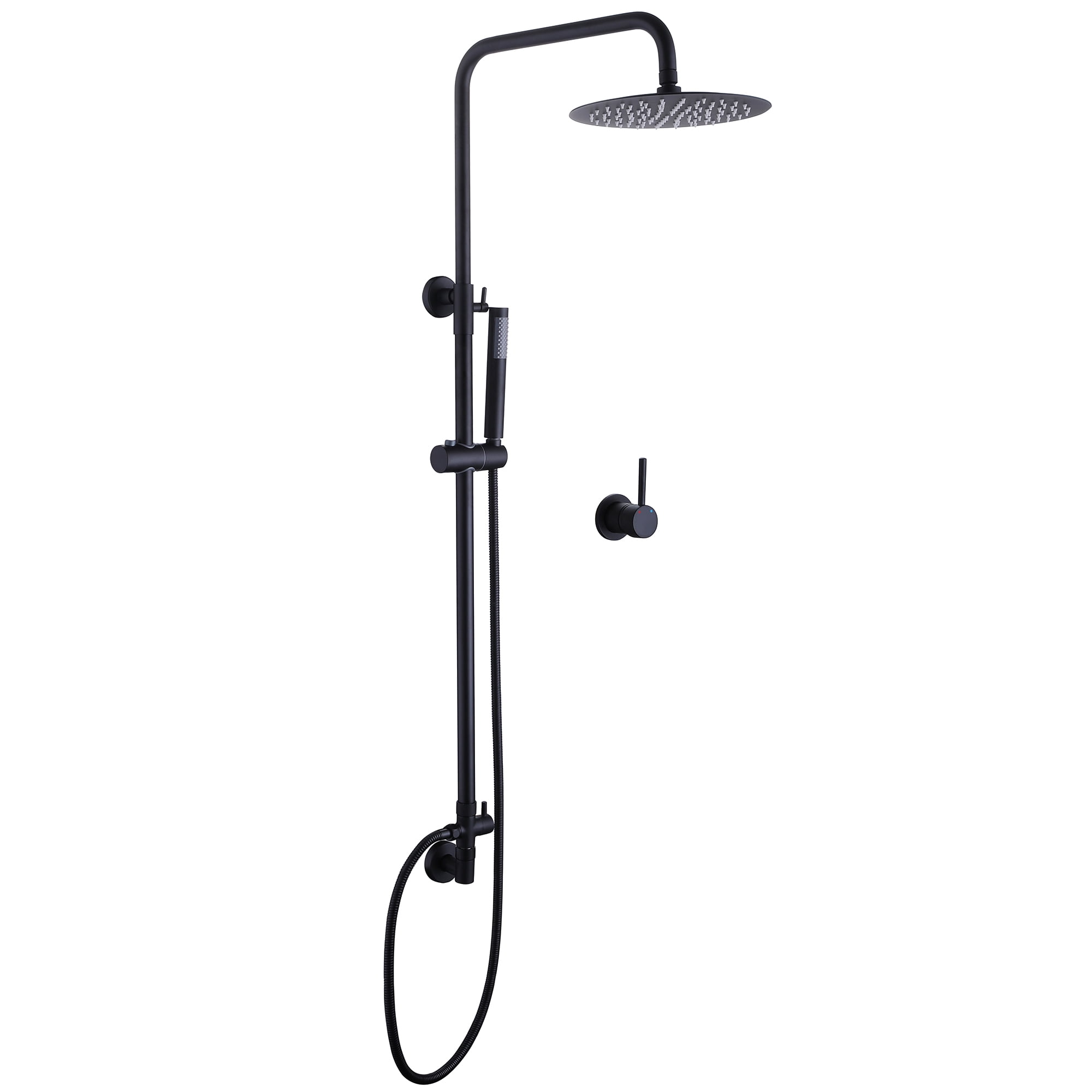 Brass Exposed Pipe Shower System, 10inch Rainfall Shower Head with