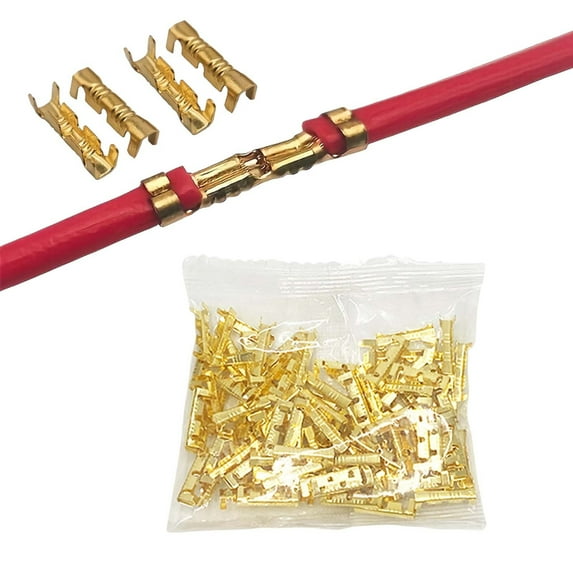 Brass Faucet Connector Kit with U Shape Copper Ring Terminals for Secure Wiring and Conductivity Non Insulated Quick Splice Crimp Terminals Durable Metal Connector for Home and Bathroom 100PCS