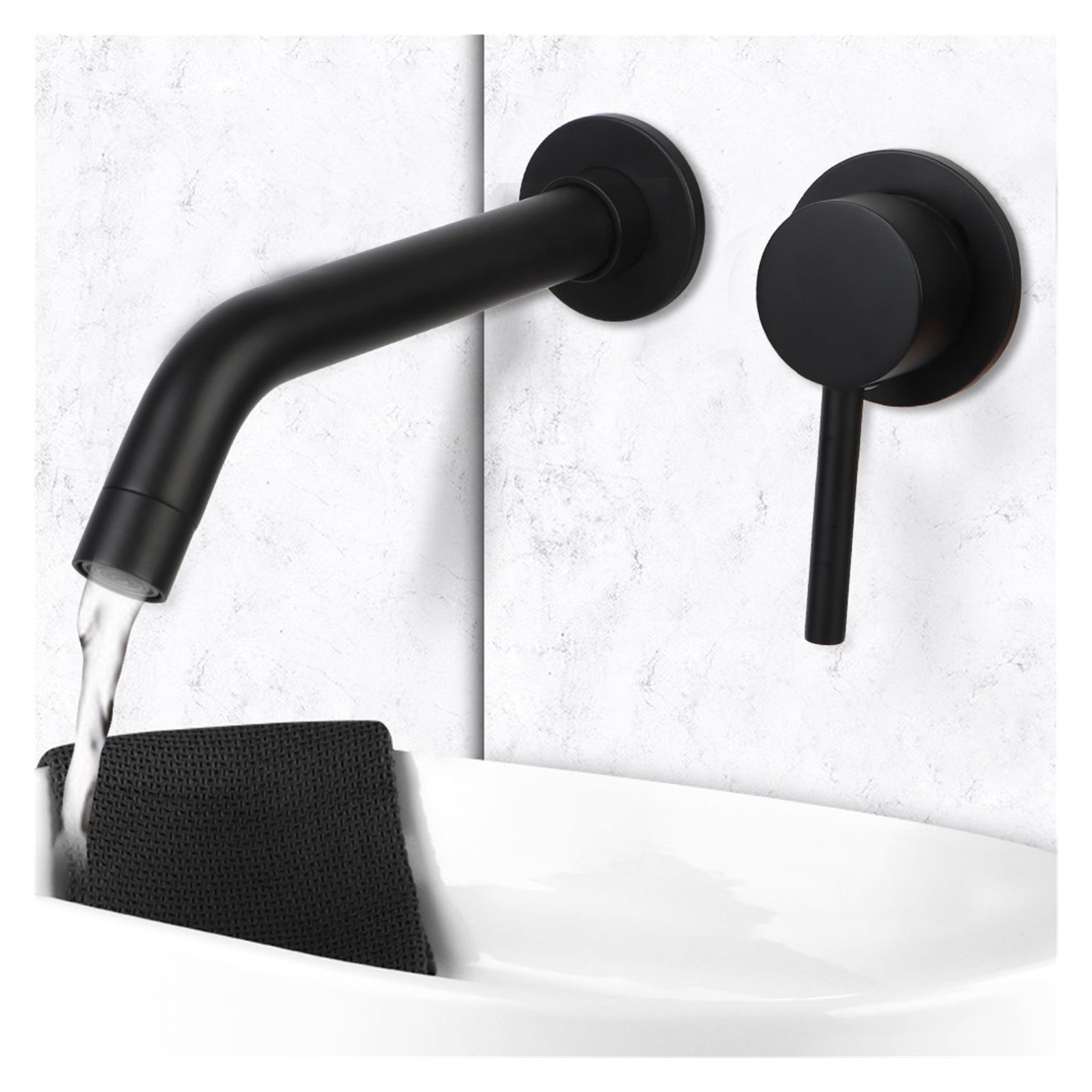 Brass Faucet Matte Black Bathroom Sink Faucet Tap, Water Swivel Spout