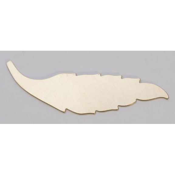 Brass Feather, 24 Gauge, 45 by 15 Millimeters, Pack of 6