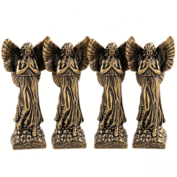 " Brass Figurine Solid Decorative Sculpture For Home Décor Retro Tabletop Ornament Perfect " 4PCS, 5x2.2 cm, Gold 4Packs