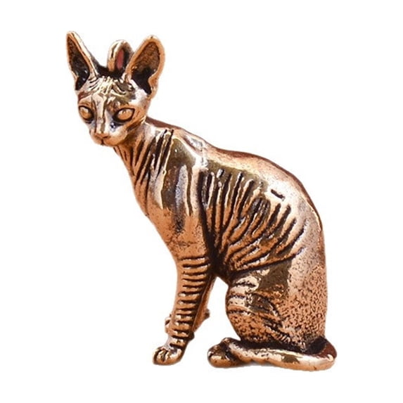 Brass Figurines Cats Statues Shelf Decors Accent Cats Decorative Objects Tabletop Centerpieces for Home Decors
